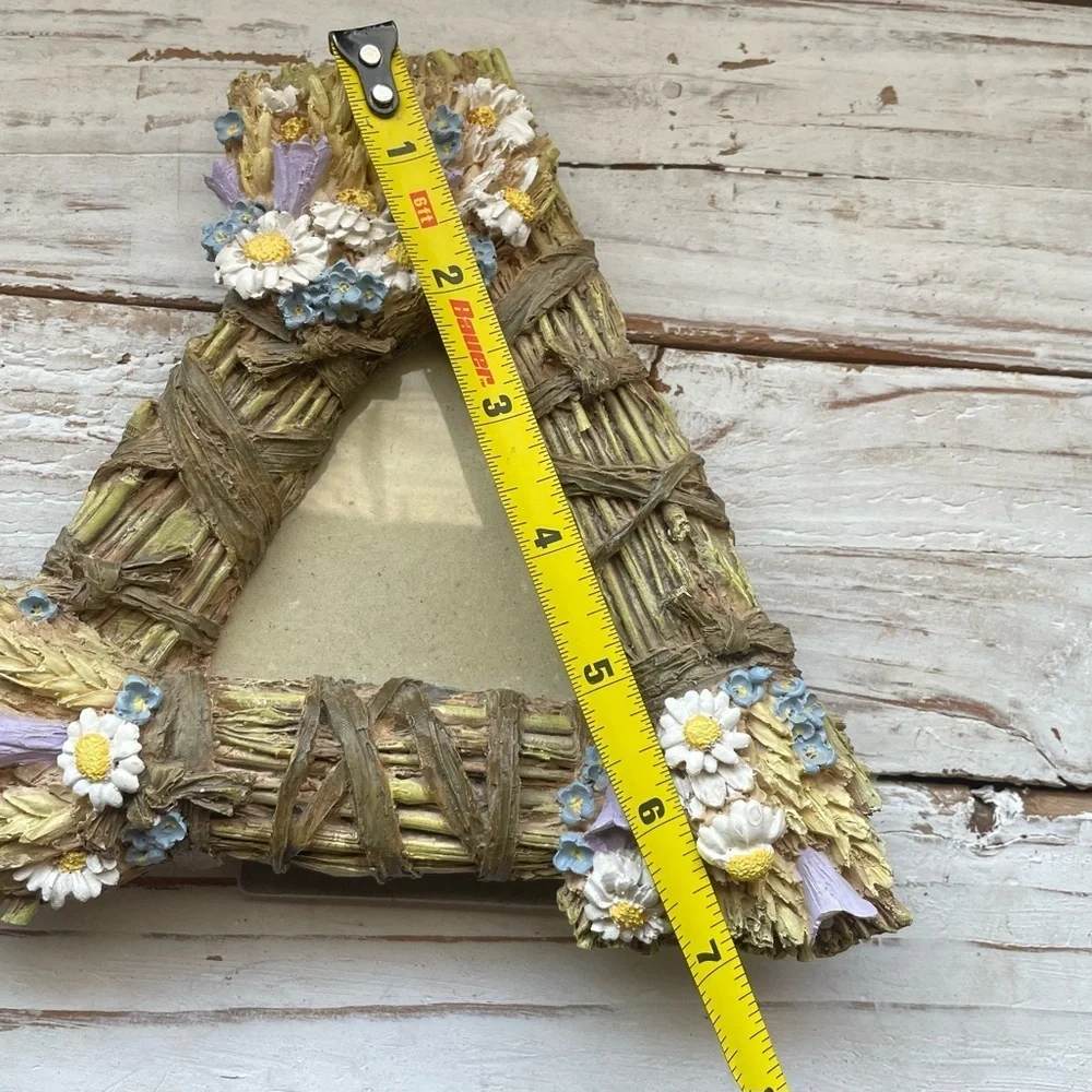Rustic Triangle Photo Picture Frame 7”x7”Country Farmhouse Cottagecore Floral